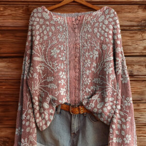 Women's Vintage Ethnic Floral Art Print Casual Pullover Sweater