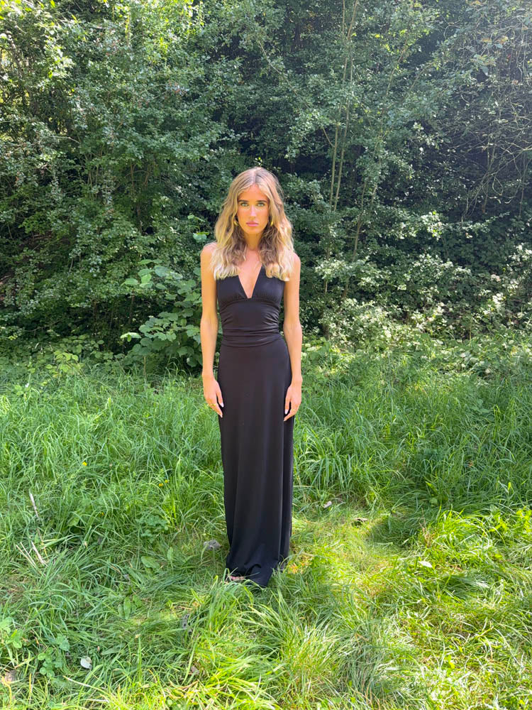 Clauda maxi dress with open back - Black - Image 5