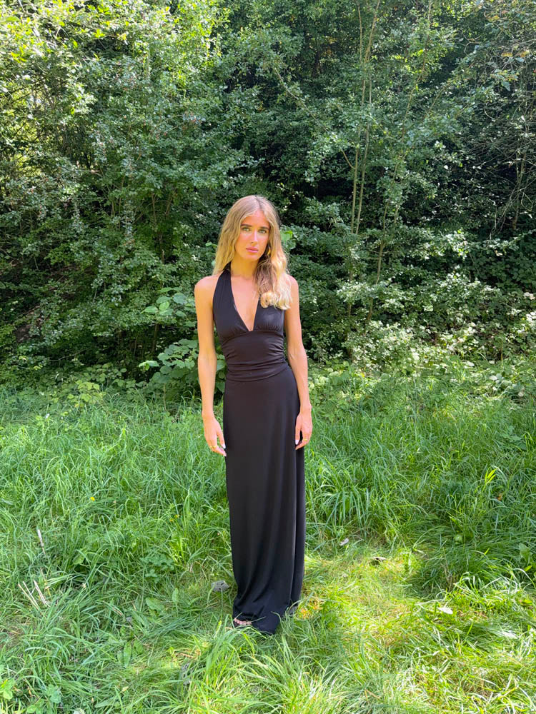 Clauda maxi dress with open back - Black - Image 8