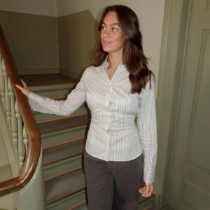 Alberte Beige/White Fitted Striped Shirt