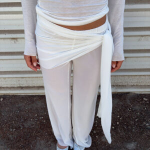 Estrella White Mesh Trousers with Tie Detail