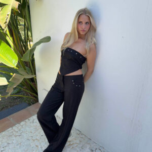 Jasifina trousers with metal rings ?C Black