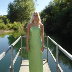 Talia halter satin dress - Green