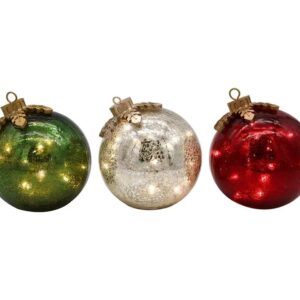 Glass Tabletop Christmas Ornaments – Set of 3