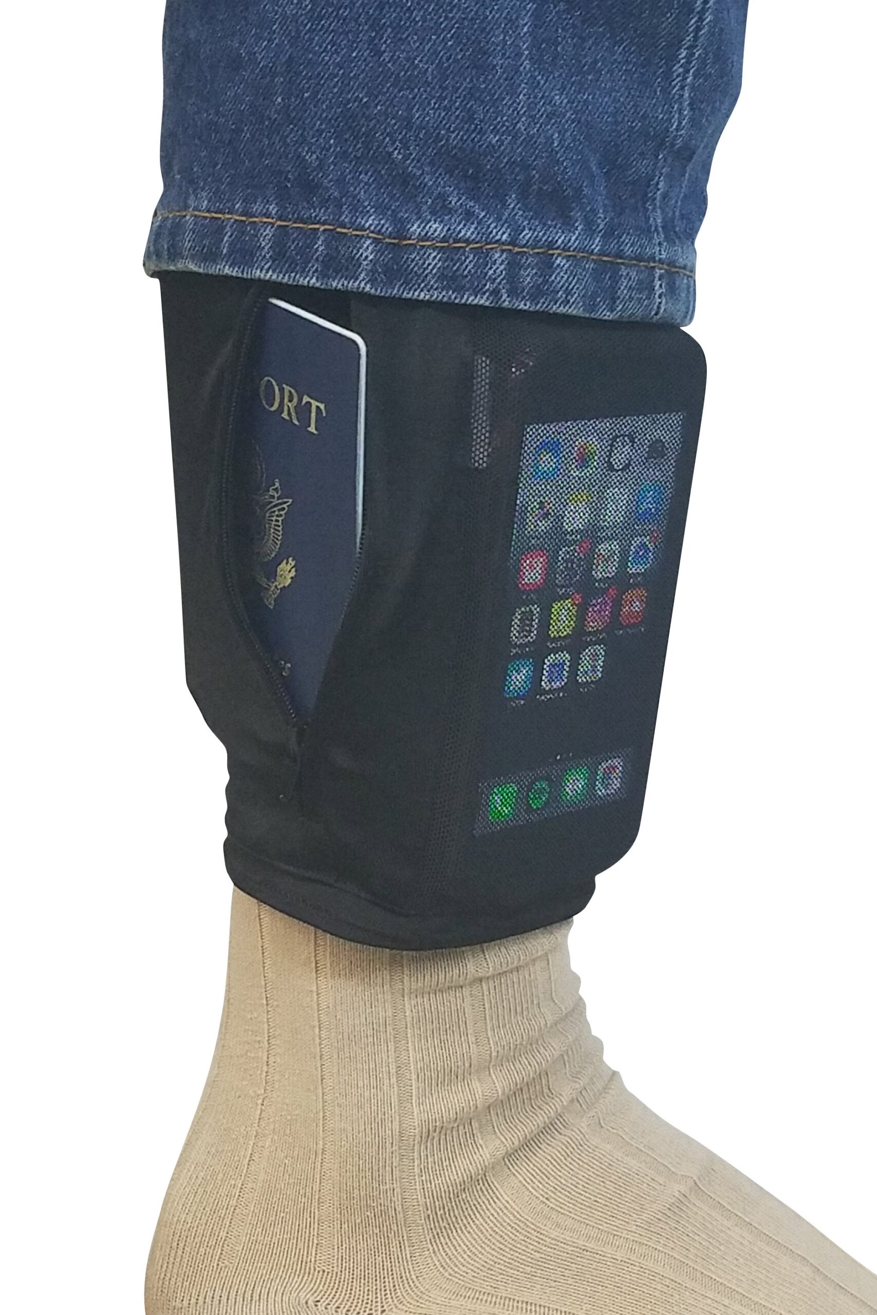 Hidden leg wallet worn under clothes for travel anti-theft protection