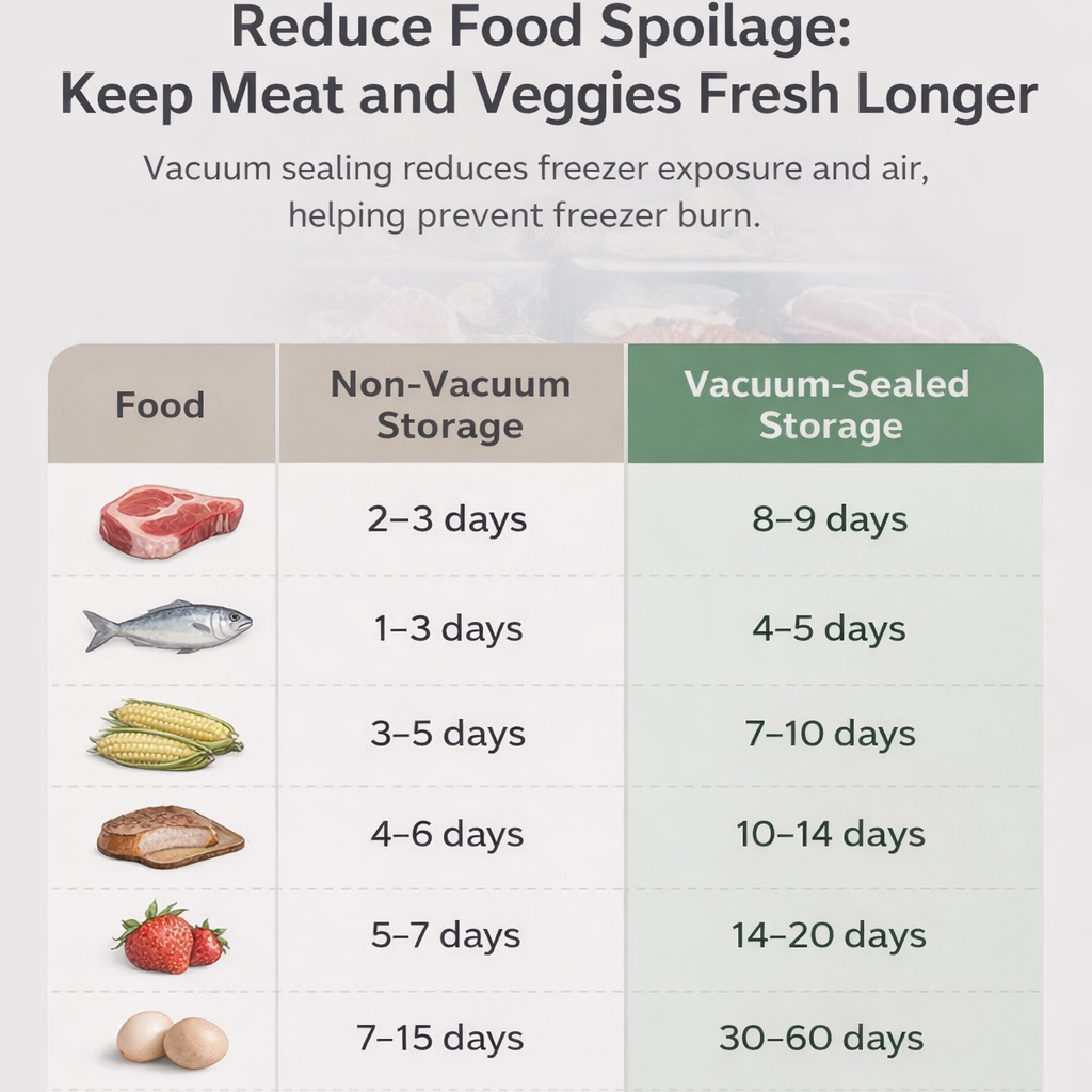Vacuum vs non-vacuum food storage comparison chart