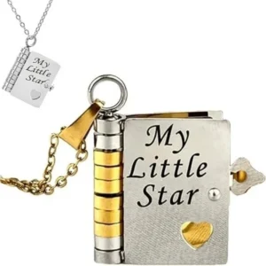 My Little Star Daughter Necklace Book Locket Engraved Stainless Steel Gift Mom