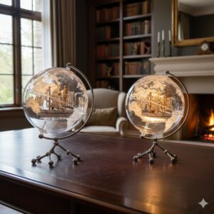 LED Globe with World Map and Interior Sailing Ship